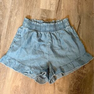 Aerie light weight Light Blue Ruffle Hem Women's Shorts Size XS NWT